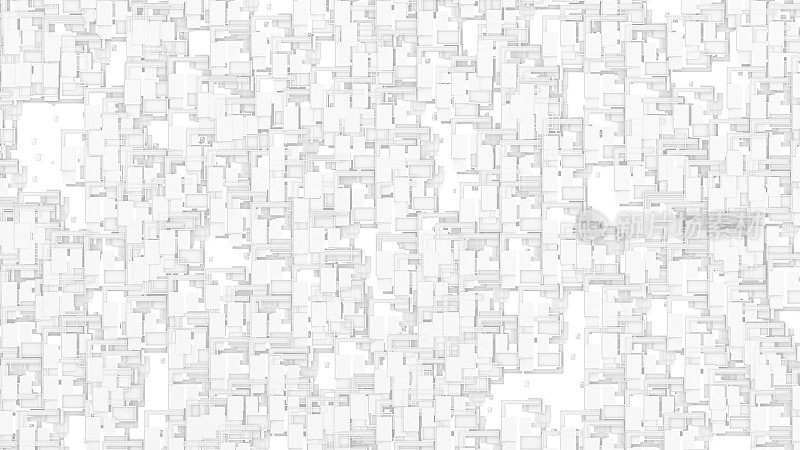 3d几何块室内建筑师白色背景的3d插图。