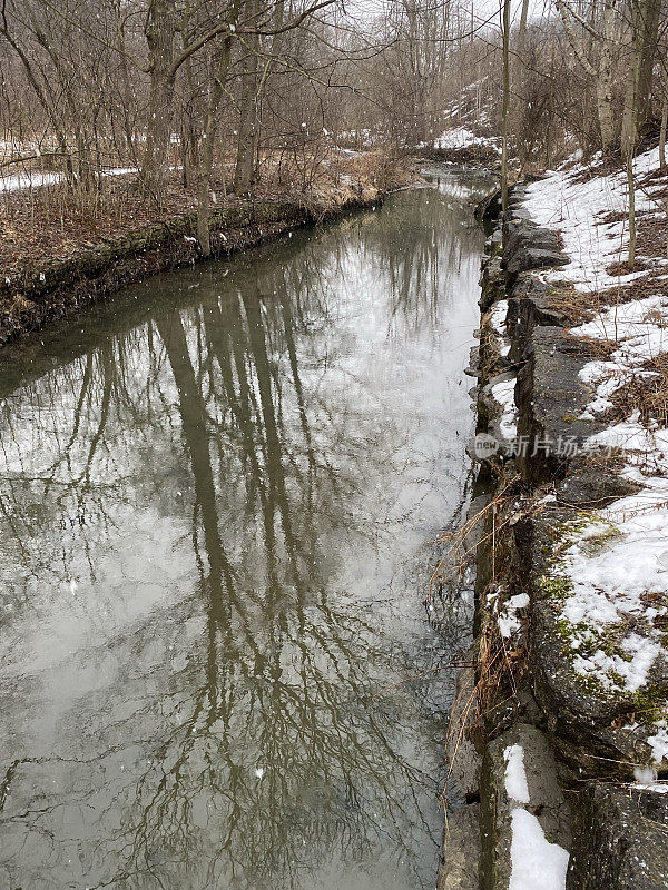 冬日里缓缓流淌的小溪