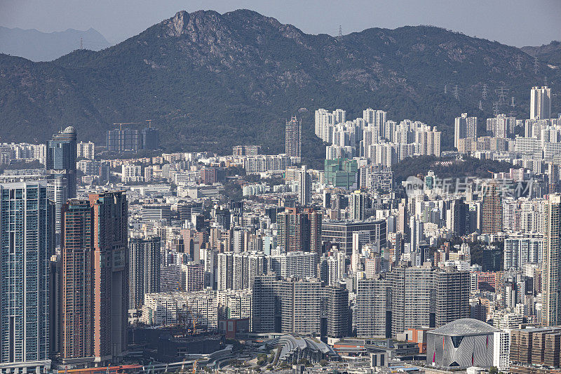 高密度的住宅建筑位于香港狮子山