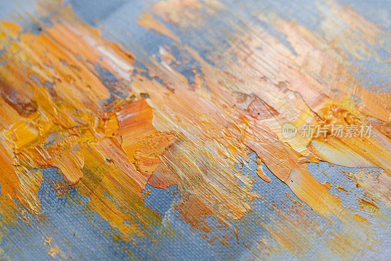 油画抽象艺术-橙色与蓝色