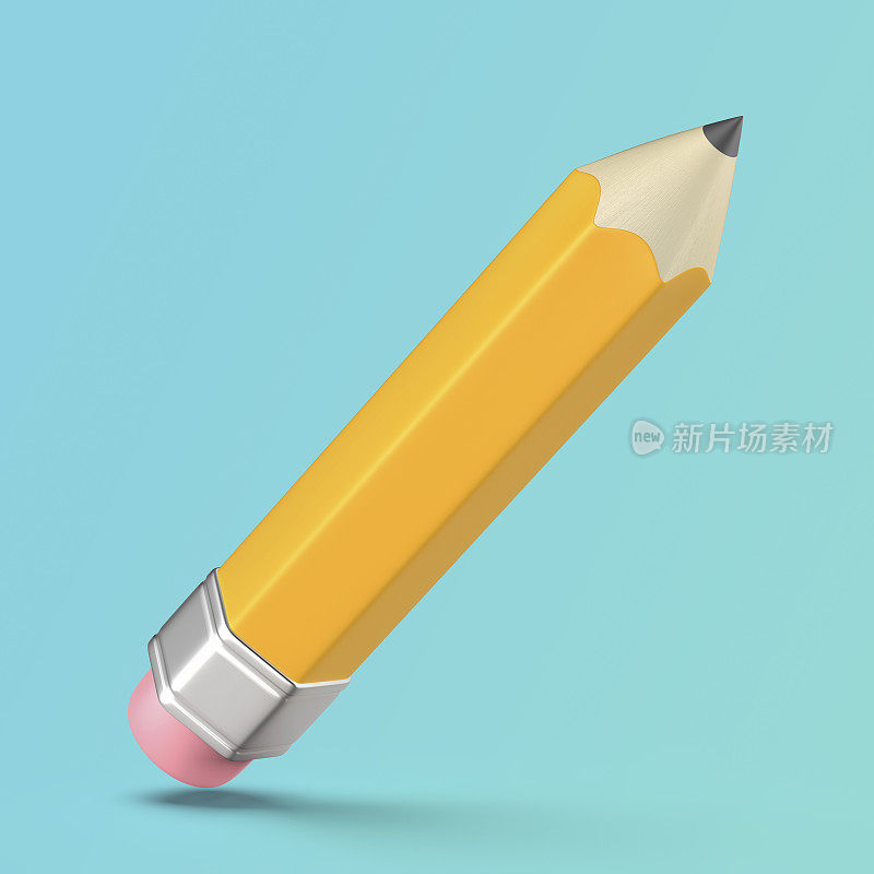 黄色铅笔和橡皮擦