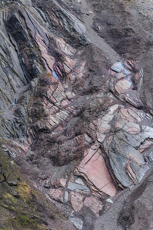 雪崩后的棕色石头，抽象艺术，普里莫尔斯卡，斯洛文尼亚，欧洲