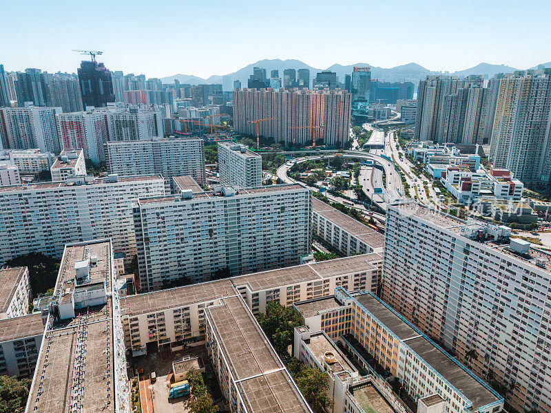 无人机拍摄的中国香港彩虹邨旧公屋