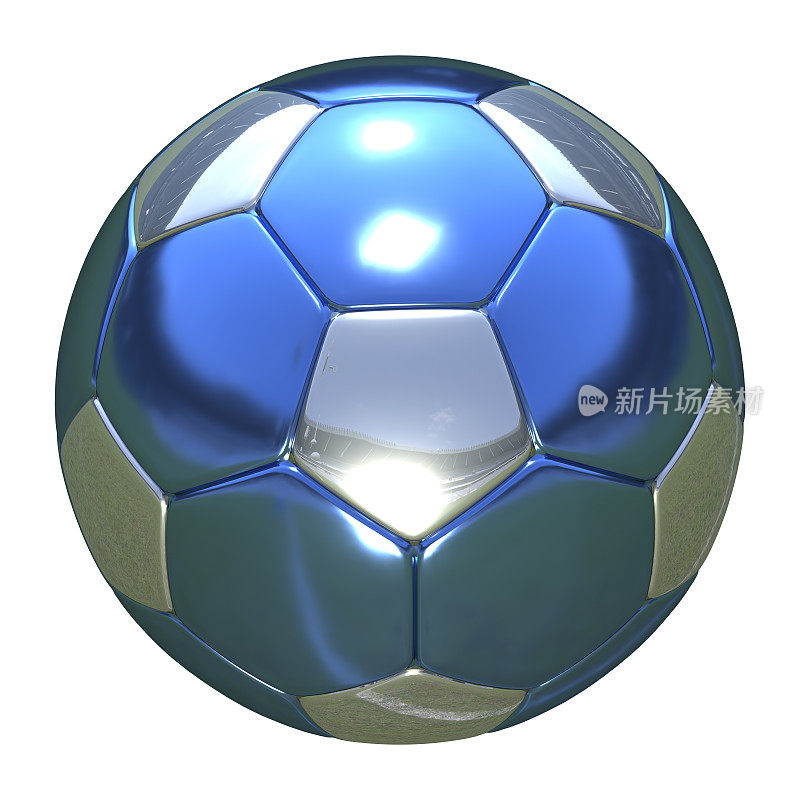 足球蓝色3d插图
