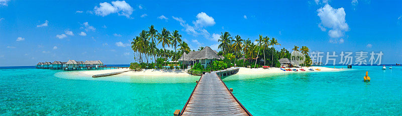 马尔代夫岛的全景