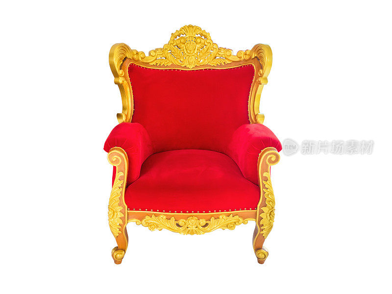 红色天鹅绒和金色扶手椅。