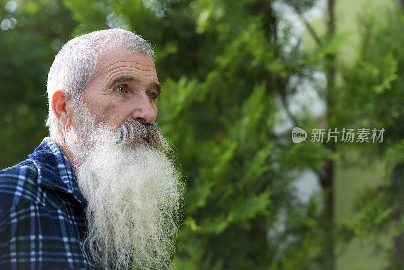 严肃的白胡子老人肖像，欧洲