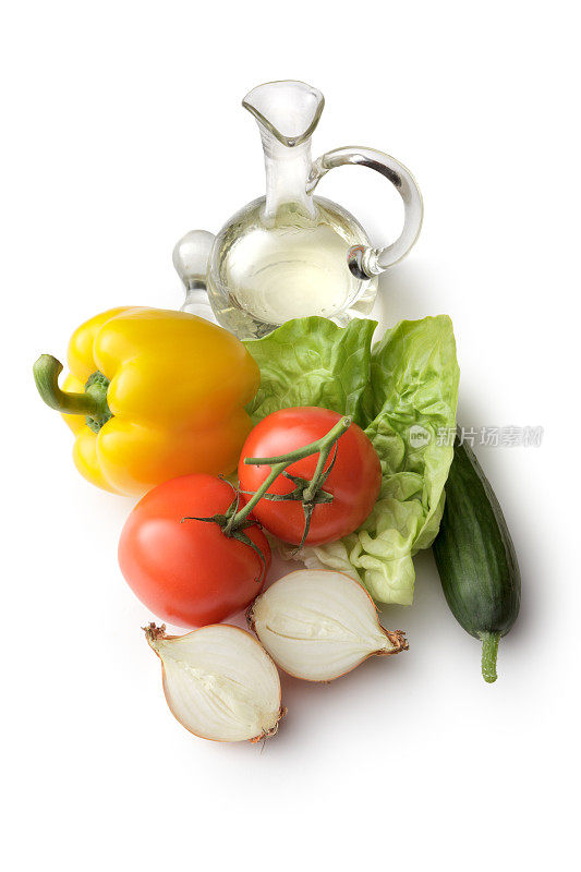 配料:生菜、黄瓜、甜椒、洋葱、番茄、橄榄油