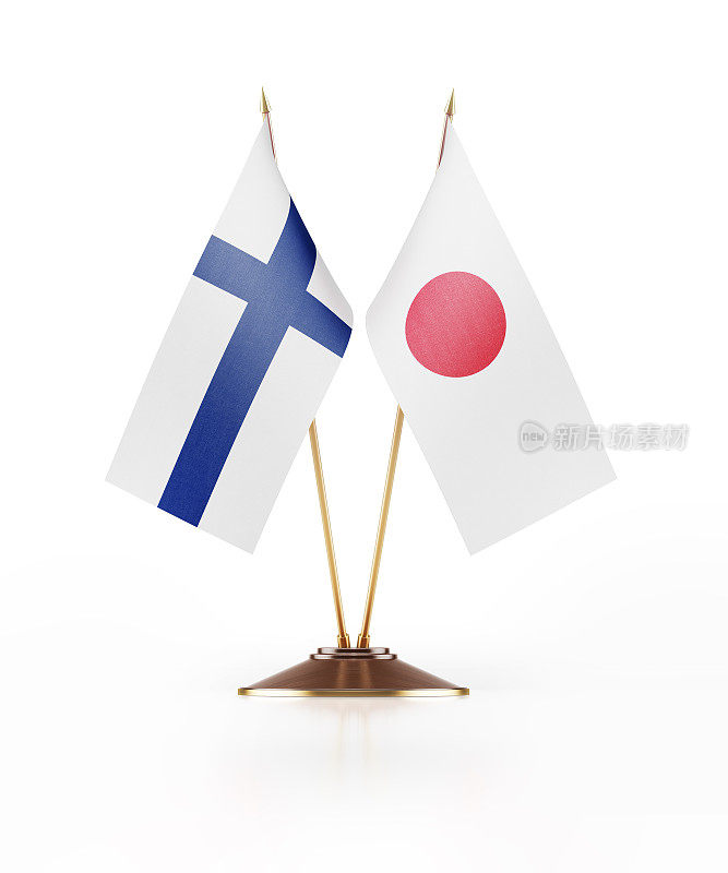 芬兰和日本的微型国旗