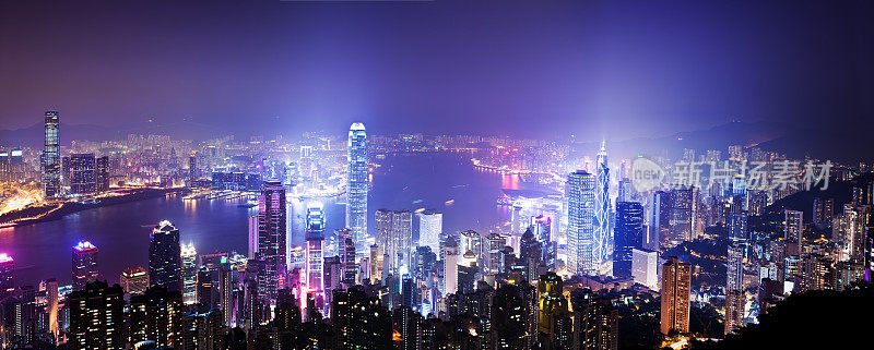 高解像度香港夜景全景