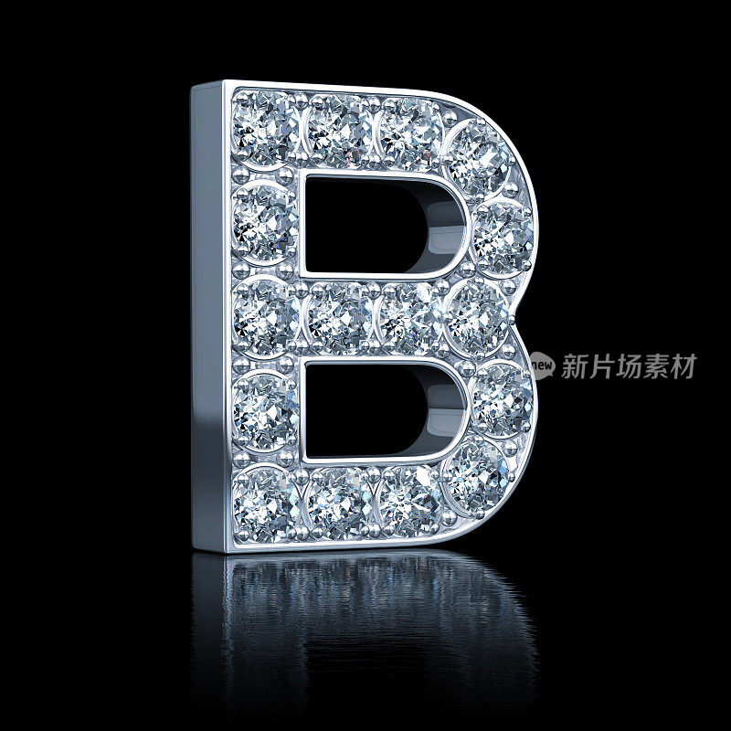 字母B镶钻石