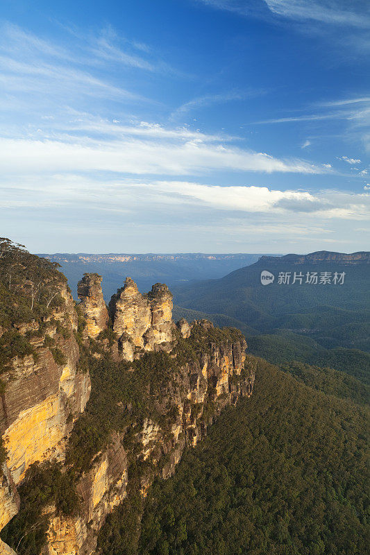 三姐妹岩层，蓝山，澳大利亚日落