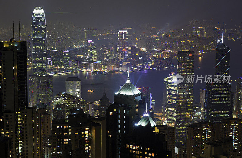 香港港湾激光秀霓虹夜中国