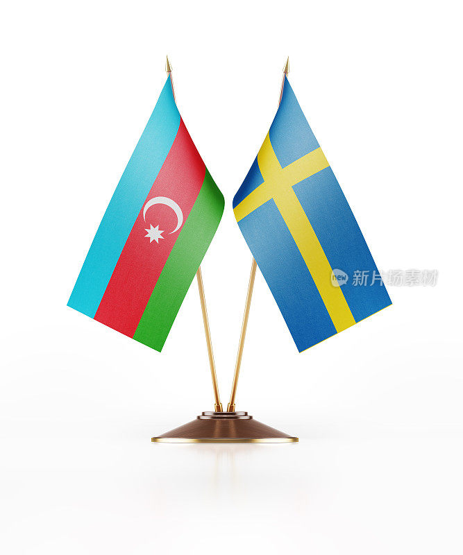 阿塞拜疆和瑞典的微型国旗