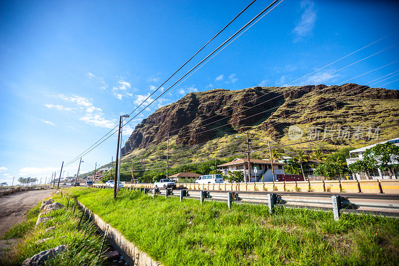 夏威夷景观和道路，瓦胡岛，夏威夷群岛，美国