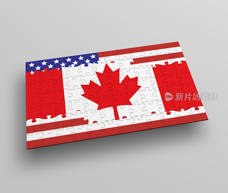加拿大，美国国旗，拼图