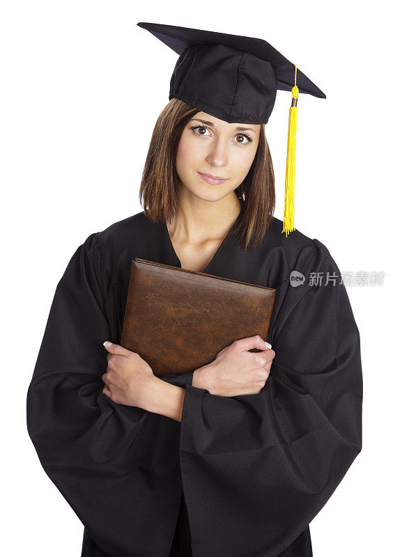 年轻女性毕业生持有文凭