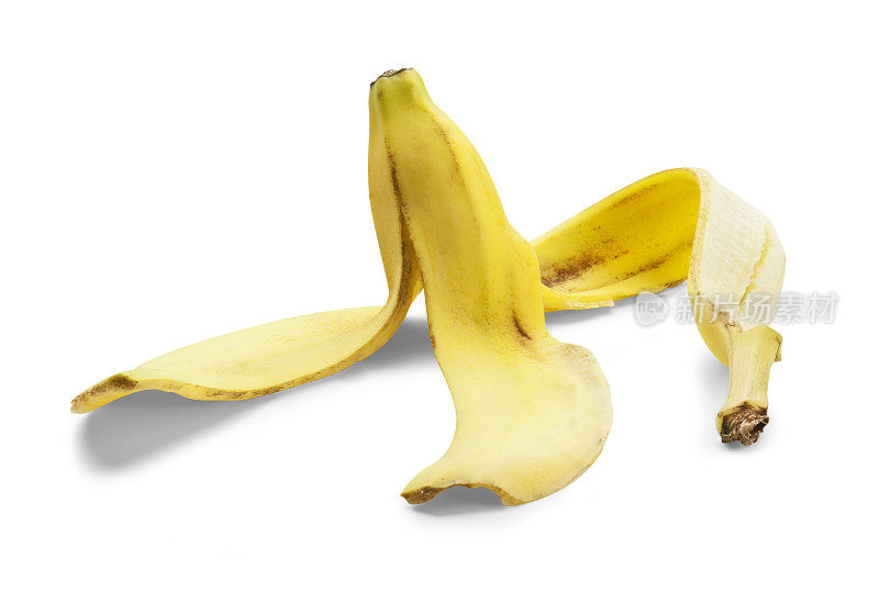黄色香蕉皮孤立在白色背景
