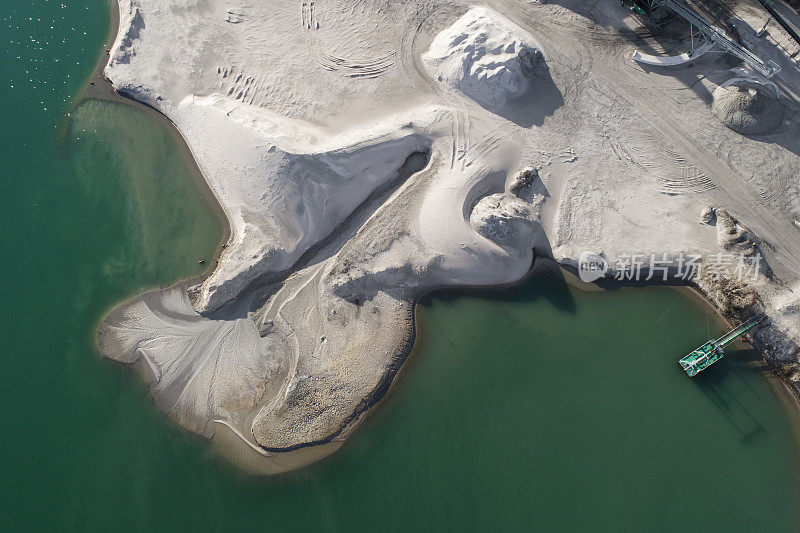 沙砾坑，湖岸鸟瞰图