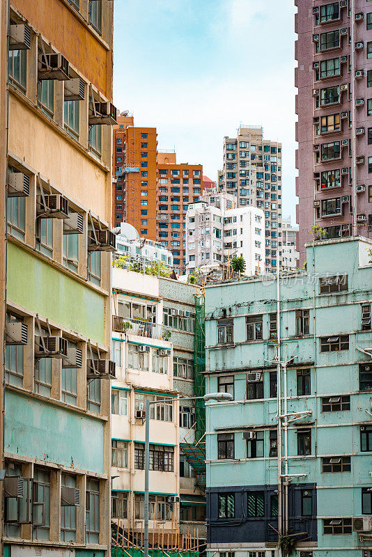 拥挤的香港建筑拍摄于香港中环