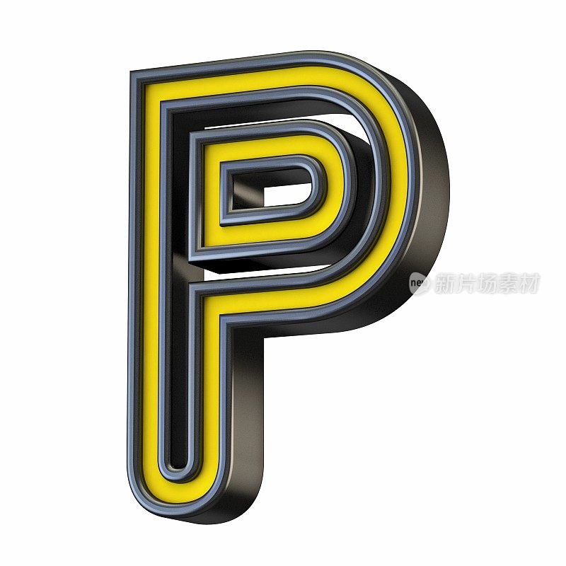 黄黑色概述字体字母p3d