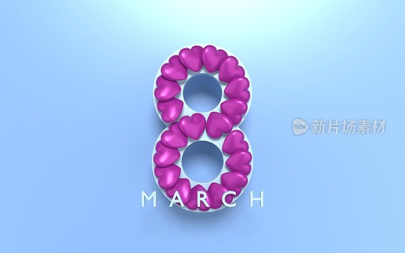 3月8日心形文字庆祝3月8日国际妇女节