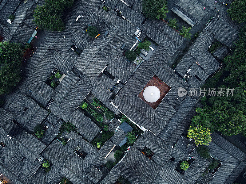 鸟瞰阆中市，四川北部，中国