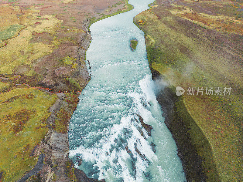 冰岛秋天的Gullfoss瀑布