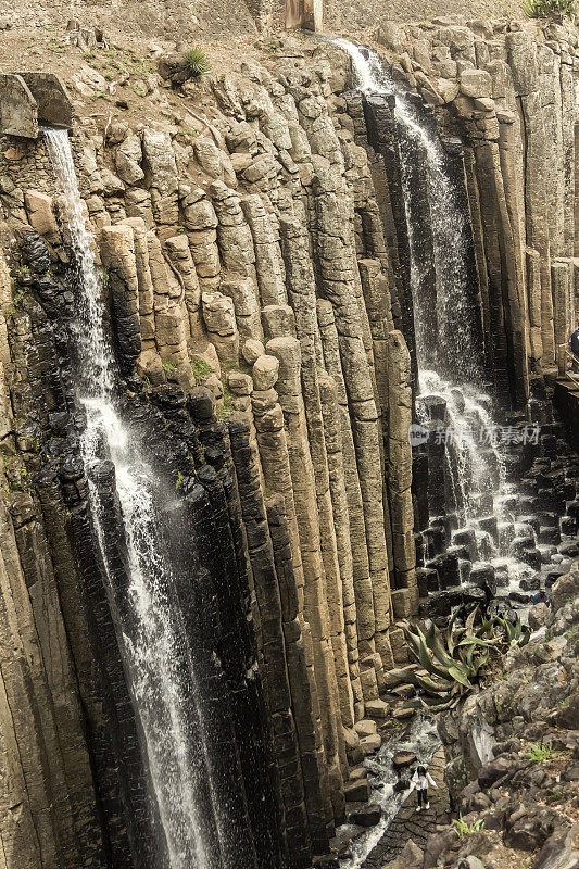 玄武岩棱柱，更新世的火山构造(250万年前)。伊达尔戈州，墨西哥。