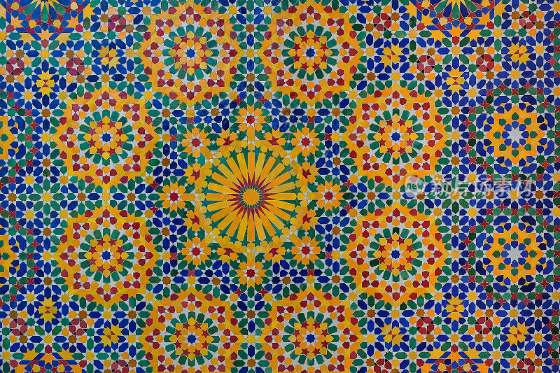 摩洛哥装饰马赛克瓷砖纹理