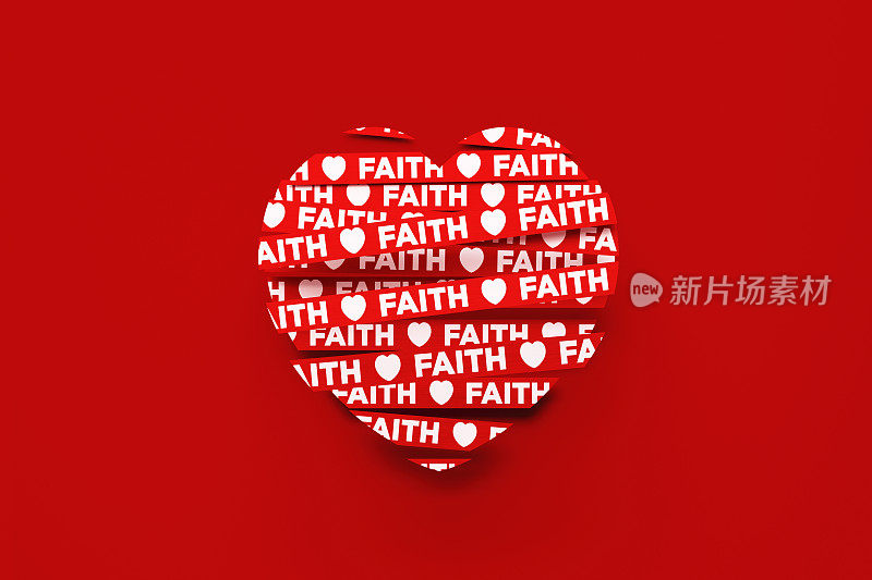 红色背景上写着红色丝带的信仰
