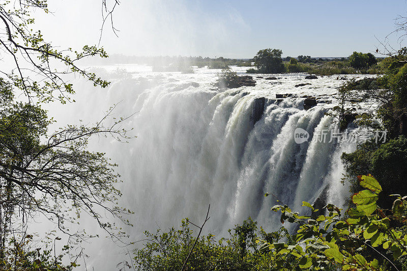 维多利亚瀑布，赞比西河的全景照片