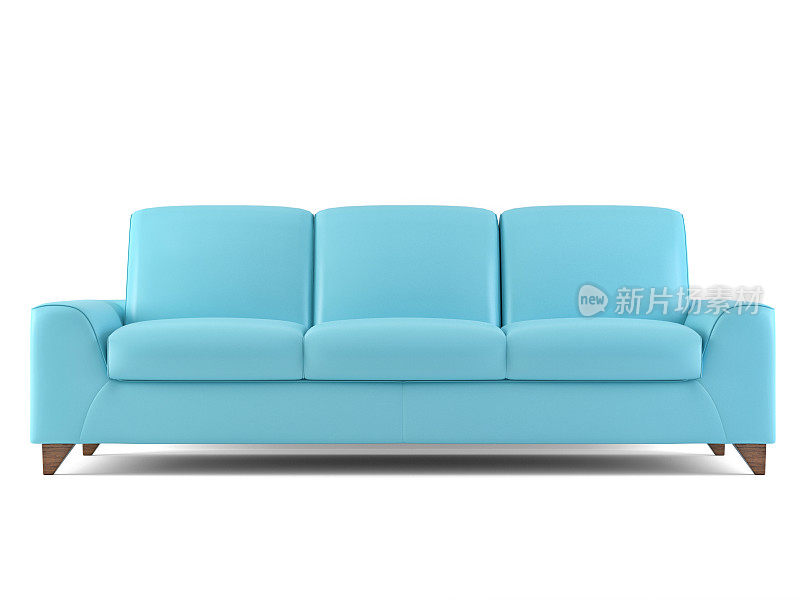 蓝色沙发孤立在白色上