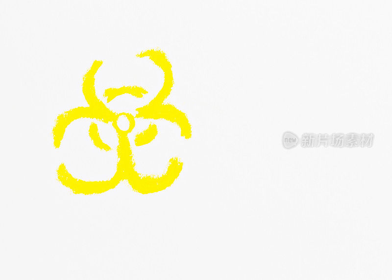 用淡黄色粉笔在白色上画出的生物危害标志