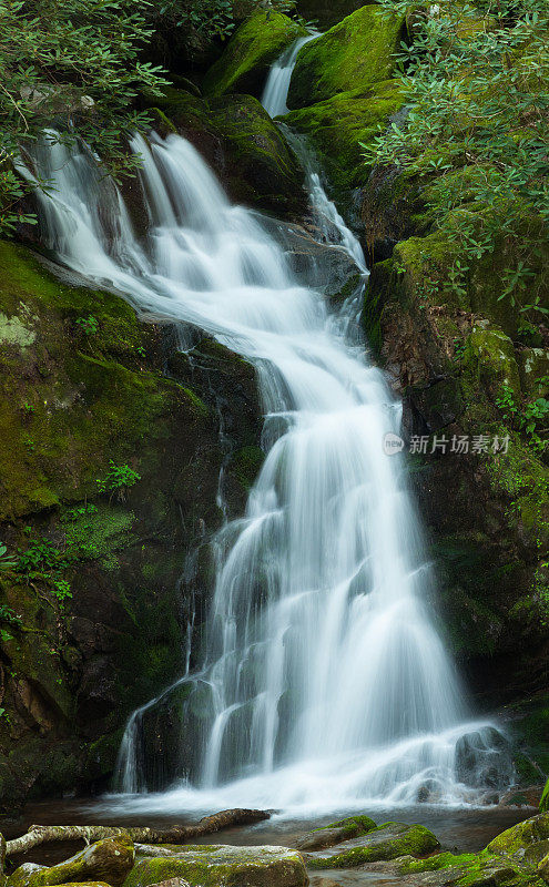 山涧瀑布与溪流