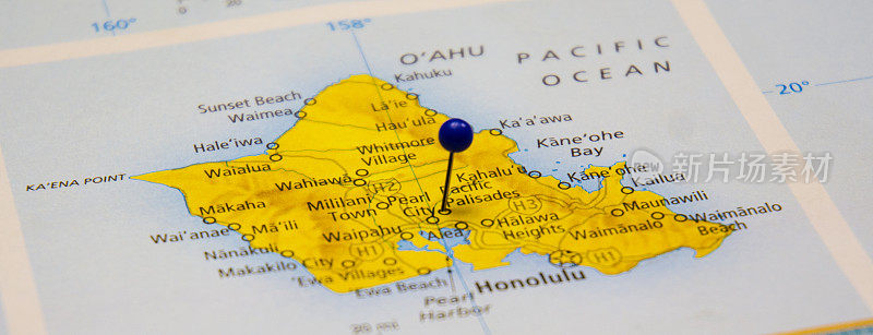 珍珠港和瓦胡岛夏威夷旅游地图