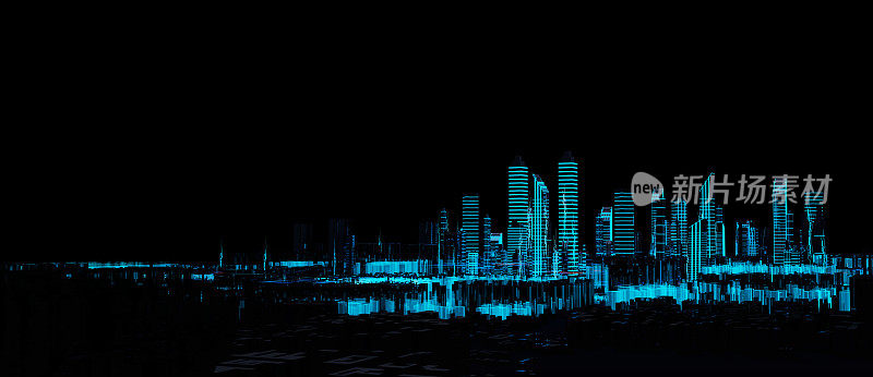 城市景观未来3d城市霓虹灯