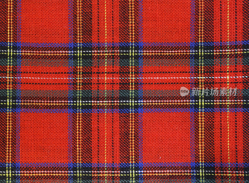 格子背景与红色图案的经典苏格兰织物