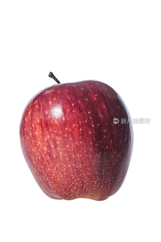 单瓣红色美味苹果，白色背景