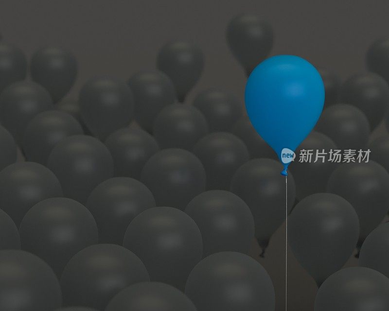 走出人群3D渲染彩色气球