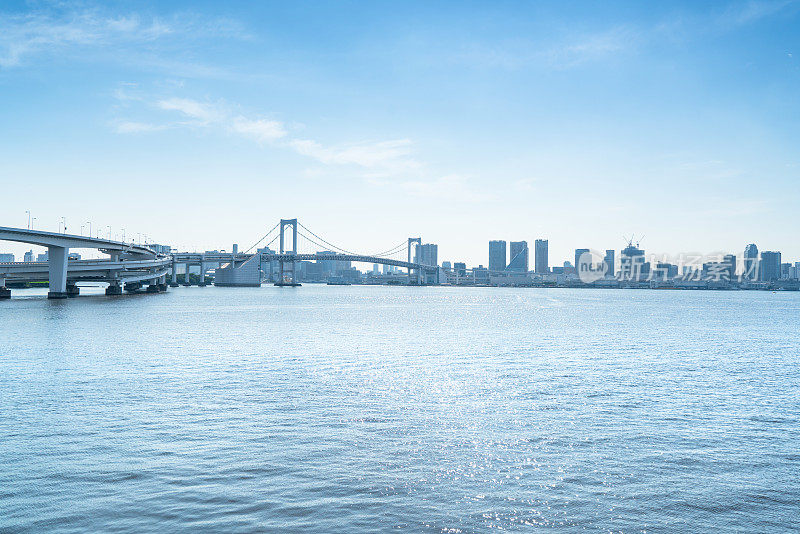 日本台场东京湾全景城市天际线