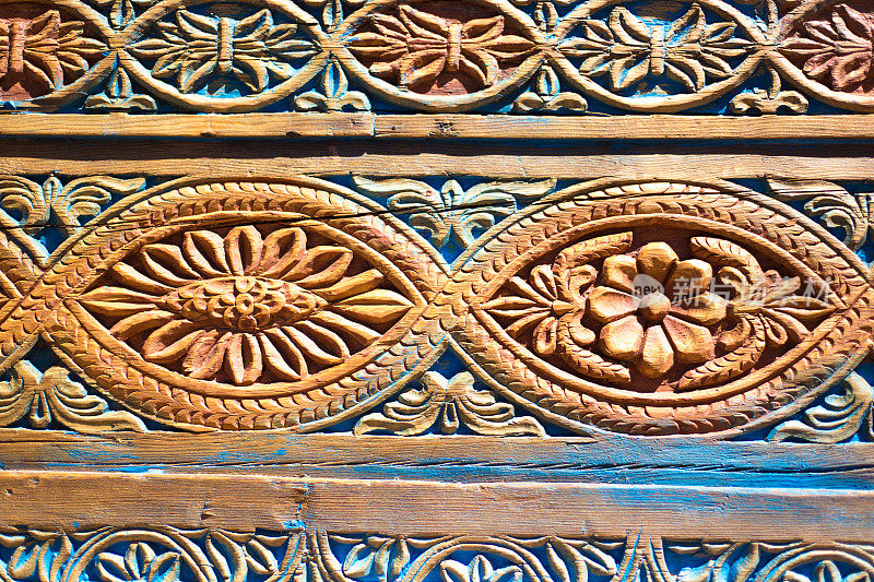 古董漆印度木门细节