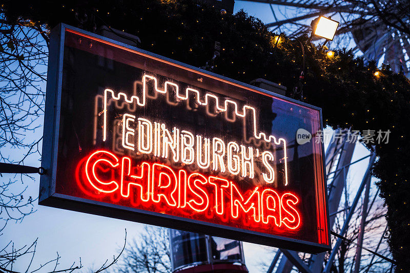 王子街上的爱丁堡圣诞市场标志