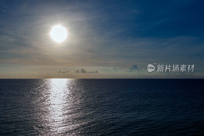 太阳和水面上的地平线