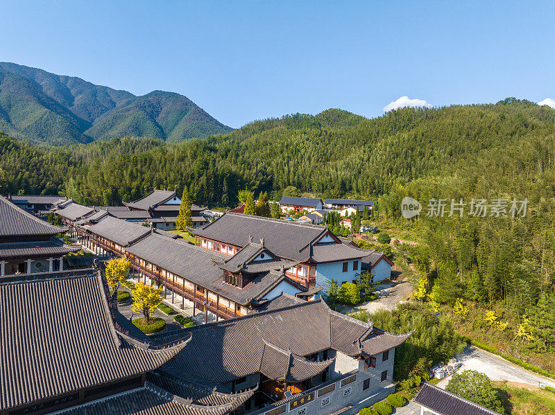 中国江西寺庙和古建筑的航空摄影