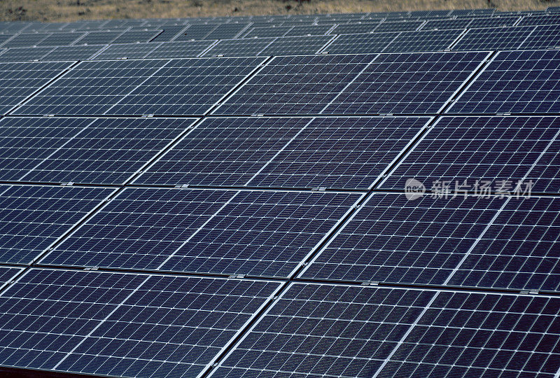 太阳能板特写:可再生能源站太阳能电池的细节