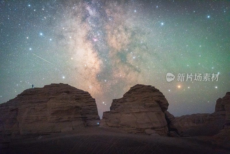 中国新疆哈密雅丹星空与银河