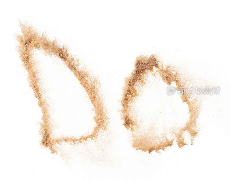 一定要用文字表达沙子的意思。沙飞爆炸书法与DO文字文字在英文字母。白色背景孤立的投掷粒子元素对象