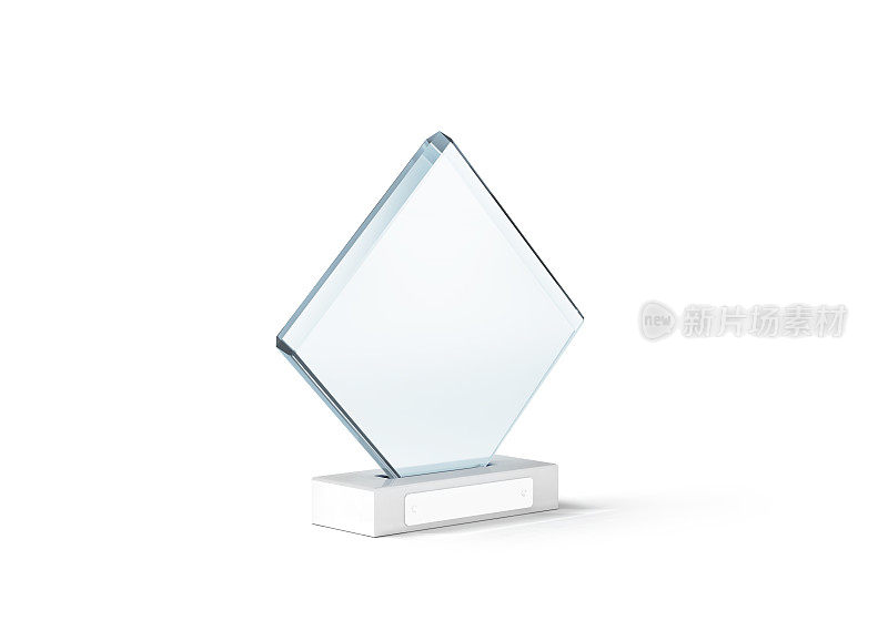 空白玻璃奖杯模型站在清晰的大理石底座上