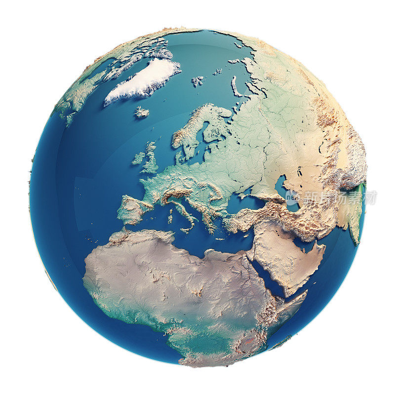 欧洲3D渲染行星地球